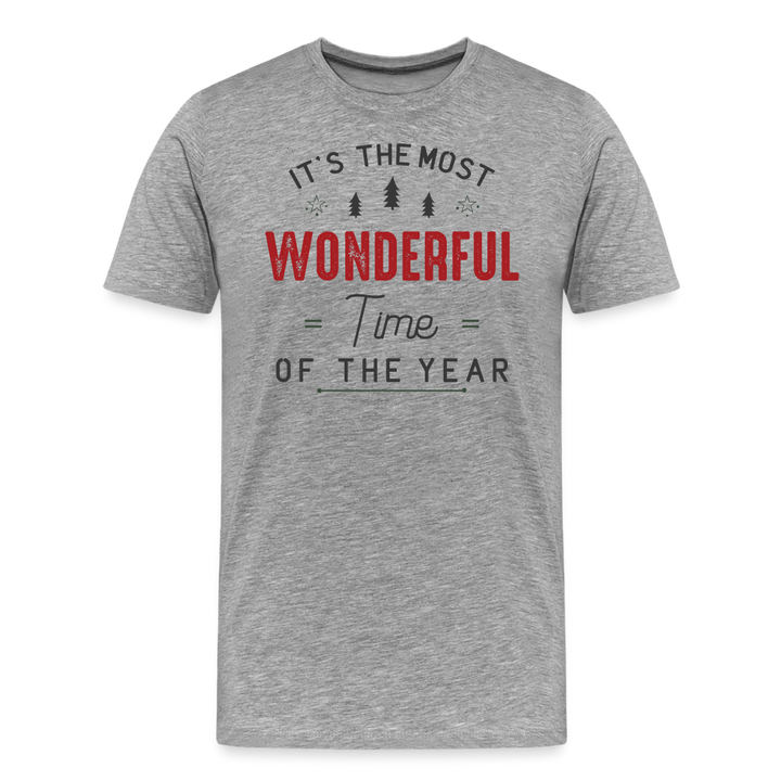 Jolly Jamboree: Men's Premium 'Most Wonderful Time of the Year' Festive Tee - heather gray