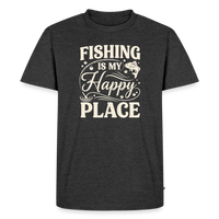 Load image into Gallery viewer, Fishing Is My Happy Place T-Shirt - Heather Anthracite
