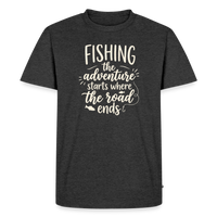 Load image into Gallery viewer, Fishing The Adventure Starts Where The Road Ends T-Shirt - Heather Anthracite
