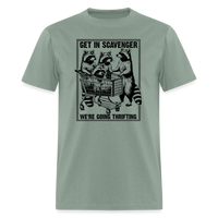 Load image into Gallery viewer, “Get in scavenger, we’re thrifting-raccoons”-Unisex Classic T-Shirt - sage
