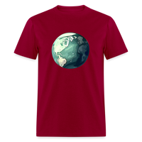 Load image into Gallery viewer, &quot;Earth Buddy: Charming Globe&quot; 100% Cotton Unisex T-Shirt - dark red
