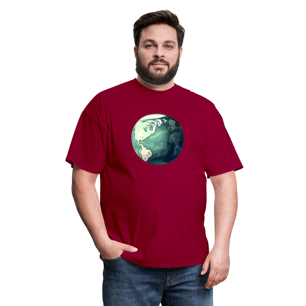 "Earth Buddy: Charming Globe" 100% Cotton Unisex T-Shirt - dark red