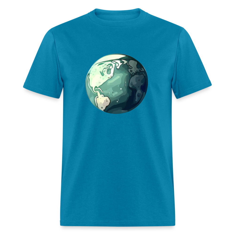 "Earth Buddy: Charming Globe" 100% Cotton Unisex T-Shirt - turquoise