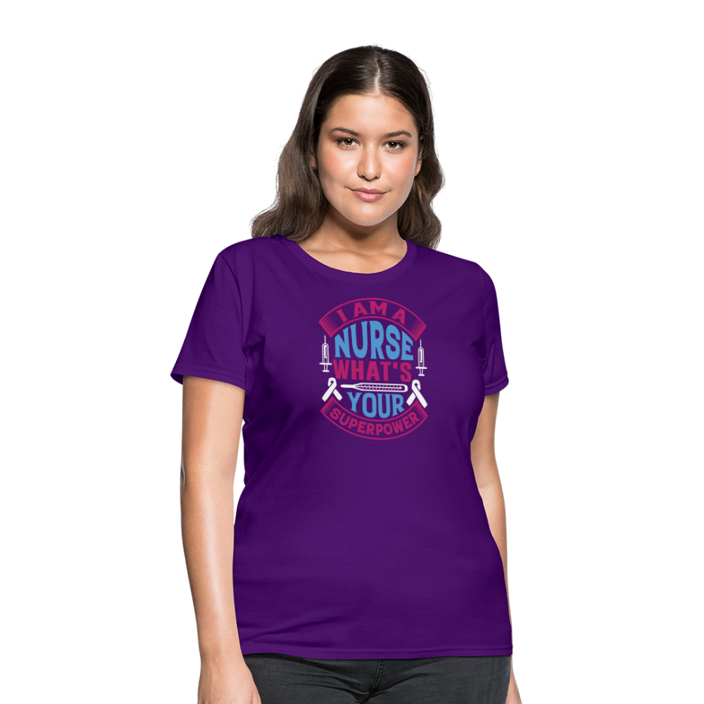 "Nurse Superpower: Everyday Hero" Women's Cotton T-Shirt - purple