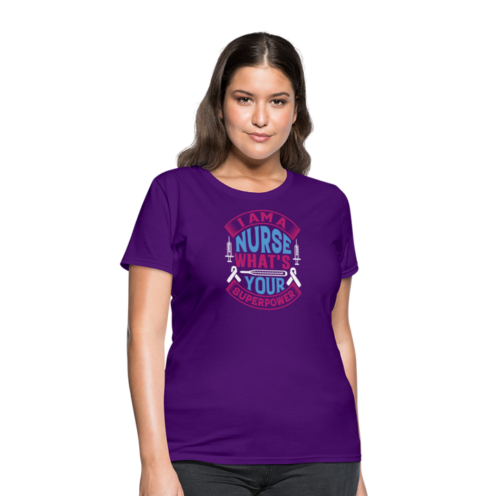 "Nurse Superpower: Everyday Hero" Women's Cotton T-Shirt - purple