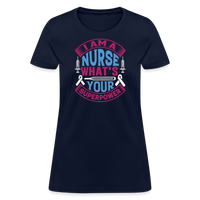 Load image into Gallery viewer, &quot;Nurse Superpower: Everyday Hero&quot; Women&#39;s Cotton T-Shirt - navy
