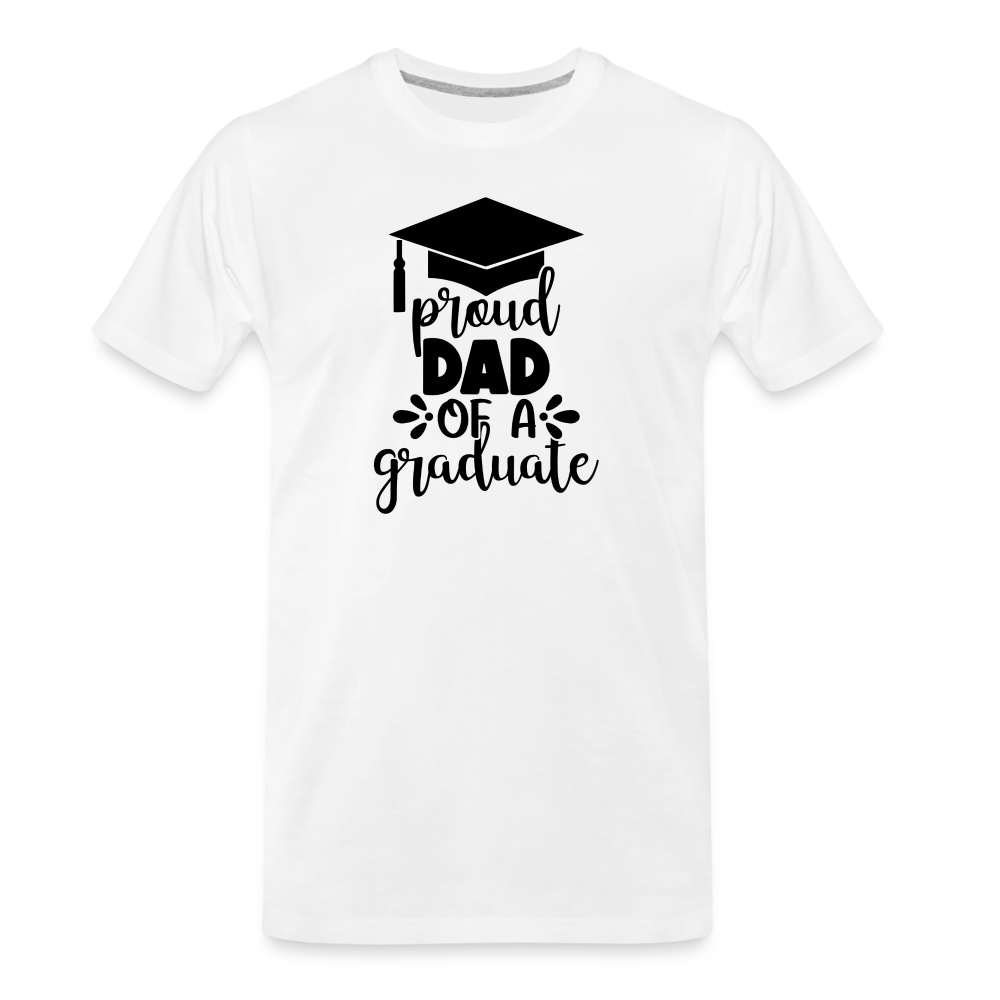 "Graduate's Journey: Proud Dad Edition" 100% Cotton Men’s Premium Organic  T-Shirt - white