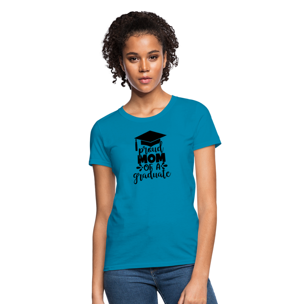 "Graduate's Pride: Mom's Joy" 100% Cotton Women's T-Shirt - turquoise