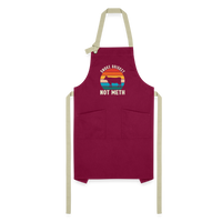 Load image into Gallery viewer, &quot;Smoke Brisket Not Meth&quot; Humorous Artisan BBQ Apron - Unique &amp; Durable Grilling Accessory - burgundy/khaki

