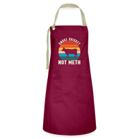 Load image into Gallery viewer, &quot;Smoke Brisket Not Meth&quot; Humorous Artisan BBQ Apron - Unique &amp; Durable Grilling Accessory - burgundy/khaki
