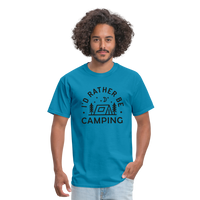 Load image into Gallery viewer, &quot;I&#39;d Rather Be Camping&quot; - Nature Lover&#39;s Unisex T-Shirt for Outdoor Enthusiasts and Adventure Seekers - turquoise
