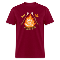 Load image into Gallery viewer, &quot;S&#39;moreLaughs: &#39;Let&#39;s Get Toasted&#39; Tee Featuring Campfire and Marshmallow Fun&quot; - burgundy
