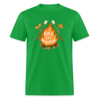 Load image into Gallery viewer, &quot;S&#39;moreLaughs: &#39;Let&#39;s Get Toasted&#39; Tee Featuring Campfire and Marshmallow Fun&quot; - bright green
