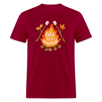 Load image into Gallery viewer, &quot;S&#39;moreLaughs: &#39;Let&#39;s Get Toasted&#39; Tee Featuring Campfire and Marshmallow Fun&quot; - dark red
