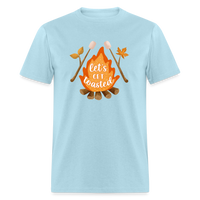 Load image into Gallery viewer, &quot;S&#39;moreLaughs: &#39;Let&#39;s Get Toasted&#39; Tee Featuring Campfire and Marshmallow Fun&quot; - powder blue
