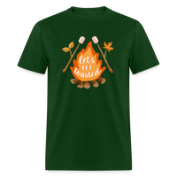 Load image into Gallery viewer, &quot;S&#39;moreLaughs: &#39;Let&#39;s Get Toasted&#39; Tee Featuring Campfire and Marshmallow Fun&quot; - forest green
