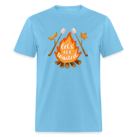 Load image into Gallery viewer, &quot;S&#39;moreLaughs: &#39;Let&#39;s Get Toasted&#39; Tee Featuring Campfire and Marshmallow Fun&quot; - aquatic blue
