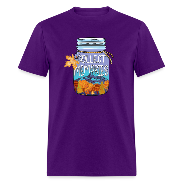 CampfireMemories: 'Collect Memories' Camping-Themed T-Shirt with Inspiring Jar Design - purple