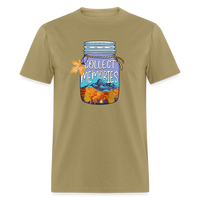 Load image into Gallery viewer, CampfireMemories: &#39;Collect Memories&#39; Camping-Themed T-Shirt with Inspiring Jar Design - khaki
