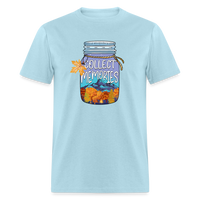 Load image into Gallery viewer, CampfireMemories: &#39;Collect Memories&#39; Camping-Themed T-Shirt with Inspiring Jar Design - powder blue
