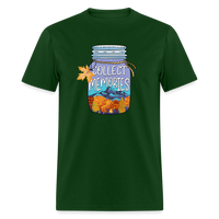 Load image into Gallery viewer, CampfireMemories: &#39;Collect Memories&#39; Camping-Themed T-Shirt with Inspiring Jar Design - forest green
