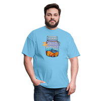 Load image into Gallery viewer, CampfireMemories: &#39;Collect Memories&#39; Camping-Themed T-Shirt with Inspiring Jar Design - aquatic blue
