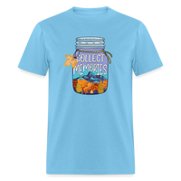 Load image into Gallery viewer, CampfireMemories: &#39;Collect Memories&#39; Camping-Themed T-Shirt with Inspiring Jar Design - aquatic blue
