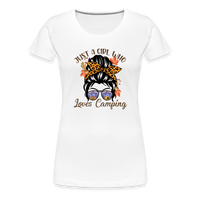 Load image into Gallery viewer, OutdoorWhirl: &#39;Just a Girl Who Loves Camping&#39; Women&#39;s T-Shirt for Nature Enthusiasts - white
