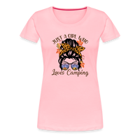 Load image into Gallery viewer, OutdoorWhirl: &#39;Just a Girl Who Loves Camping&#39; Women&#39;s T-Shirt for Nature Enthusiasts - pink
