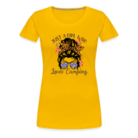 Load image into Gallery viewer, OutdoorWhirl: &#39;Just a Girl Who Loves Camping&#39; Women&#39;s T-Shirt for Nature Enthusiasts - sun yellow
