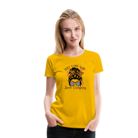 Load image into Gallery viewer, OutdoorWhirl: &#39;Just a Girl Who Loves Camping&#39; Women&#39;s T-Shirt for Nature Enthusiasts - sun yellow
