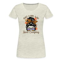 Load image into Gallery viewer, OutdoorWhirl: &#39;Just a Girl Who Loves Camping&#39; Women&#39;s T-Shirt for Nature Enthusiasts - heather oatmeal
