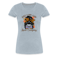 Load image into Gallery viewer, OutdoorWhirl: &#39;Just a Girl Who Loves Camping&#39; Women&#39;s T-Shirt for Nature Enthusiasts - heather ice blue
