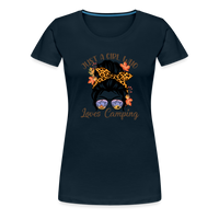 Load image into Gallery viewer, OutdoorWhirl: &#39;Just a Girl Who Loves Camping&#39; Women&#39;s T-Shirt for Nature Enthusiasts - deep navy
