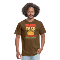 Load image into Gallery viewer, Holy Guacamole: &#39;Wanna Taco Bout Jesus? Lettuce Pray&#39; Punny Tee - brown
