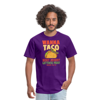 Load image into Gallery viewer, Holy Guacamole: &#39;Wanna Taco Bout Jesus? Lettuce Pray&#39; Punny Tee - purple
