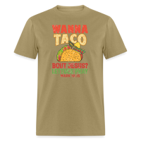 Load image into Gallery viewer, Holy Guacamole: &#39;Wanna Taco Bout Jesus? Lettuce Pray&#39; Punny Tee - khaki
