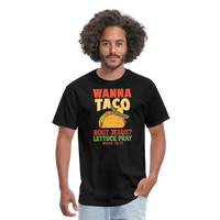 Load image into Gallery viewer, Holy Guacamole: &#39;Wanna Taco Bout Jesus? Lettuce Pray&#39; Punny Tee - black
