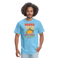 Load image into Gallery viewer, Holy Guacamole: &#39;Wanna Taco Bout Jesus? Lettuce Pray&#39; Punny Tee - aquatic blue
