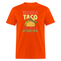 Load image into Gallery viewer, Holy Guacamole: &#39;Wanna Taco Bout Jesus? Lettuce Pray&#39; Punny Tee - orange
