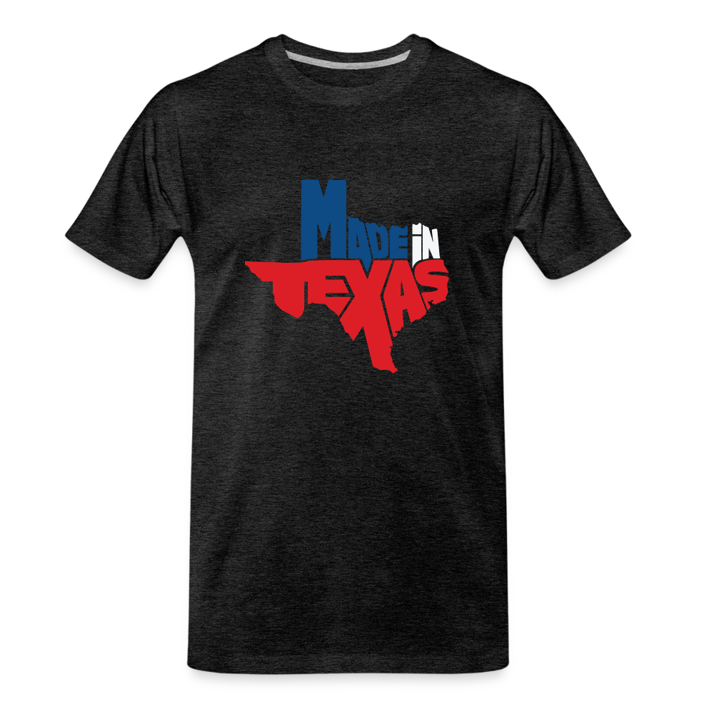 Lone Star Born: 'Made in Texas' Colorful State Pride Tee - charcoal grey