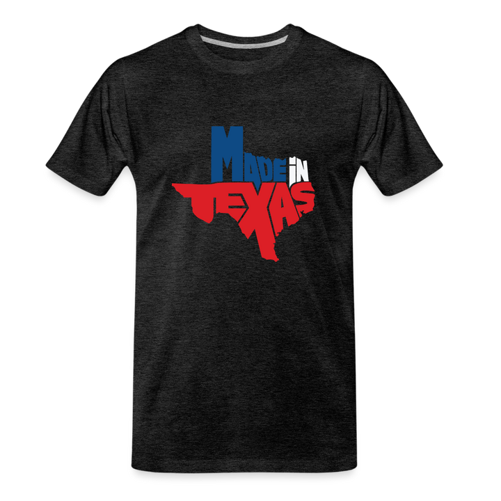 Lone Star Born: 'Made in Texas' Colorful State Pride Tee - charcoal grey