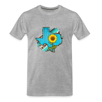 Load image into Gallery viewer, Texan Sunflower: Blossoming Pride in the Lone Star State Premium Organic Tee - heather gray
