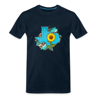 Load image into Gallery viewer, Texan Sunflower: Blossoming Pride in the Lone Star State Premium Organic Tee - deep navy
