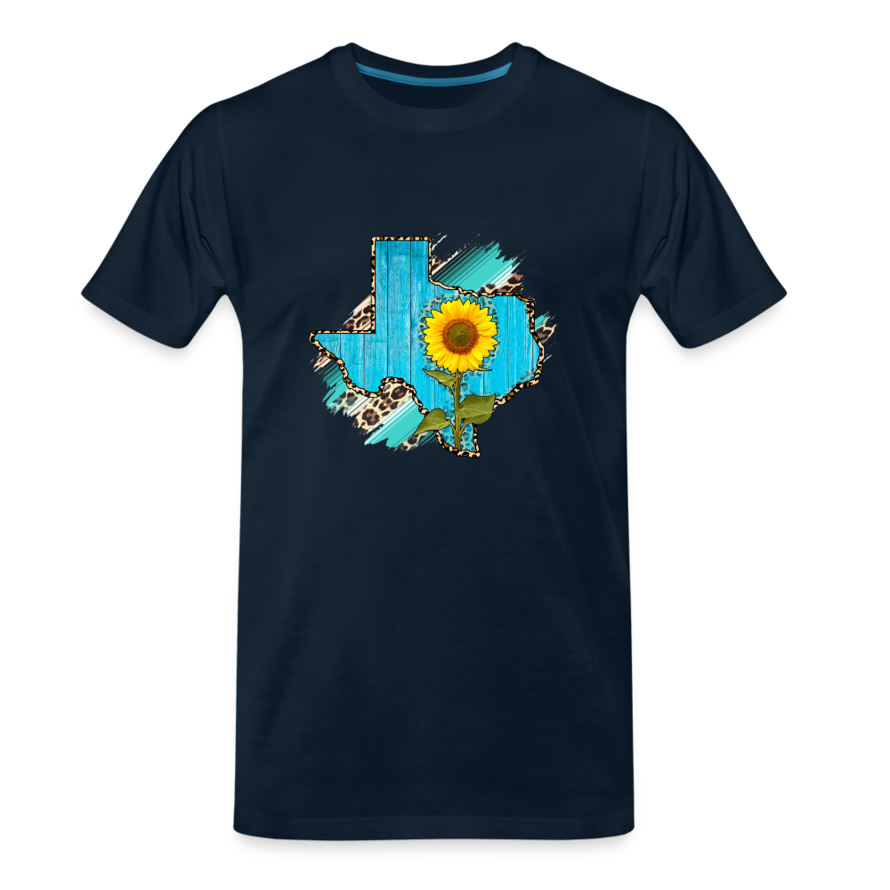 Texan Sunflower: Blossoming Pride in the Lone Star State Premium Organic Tee - deep navy