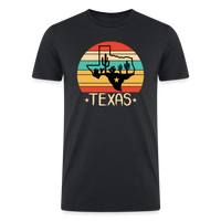 Load image into Gallery viewer, Texan Oasis: Organic Tri-Blend Tee with Texas Outline and Cactus Design - heather black
