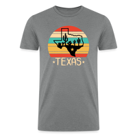 Load image into Gallery viewer, Texan Oasis: Organic Tri-Blend Tee with Texas Outline and Cactus Design - heather gray
