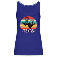 Load image into Gallery viewer, Texan Oasis: Premium Women&#39;s Tank Top with Texas Outline and Cactus Design - royal blue
