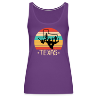 Load image into Gallery viewer, Texan Oasis: Premium Women&#39;s Tank Top with Texas Outline and Cactus Design - purple
