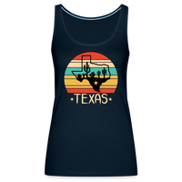 Load image into Gallery viewer, Texan Oasis: Premium Women&#39;s Tank Top with Texas Outline and Cactus Design - deep navy
